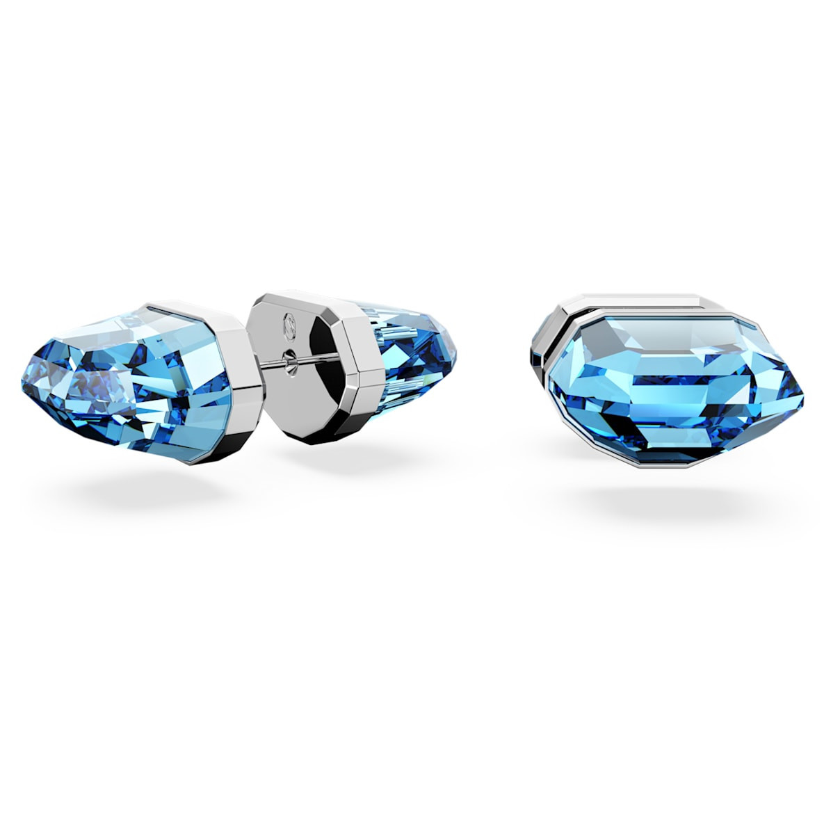 Lucent stud earrings, Blue, Rhodium plated | SWAROVSKI