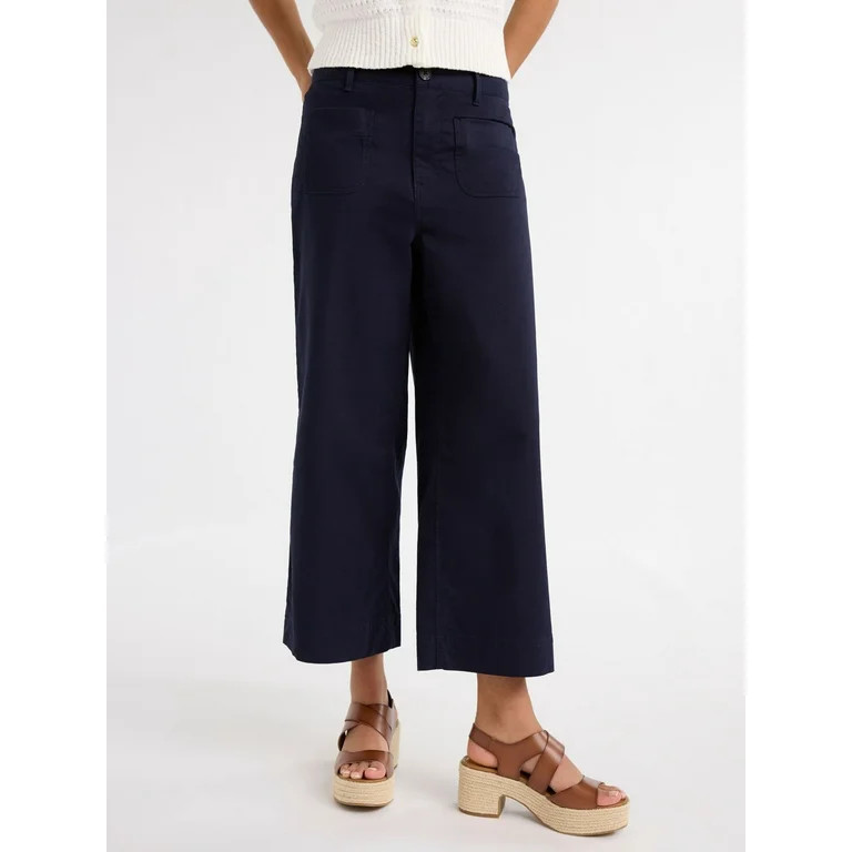 Free Assembly Women's and Women's Plus High Rise Cropped Wide Leg Pants, 26” Inseam, Sizes XS- ... | Walmart (US)