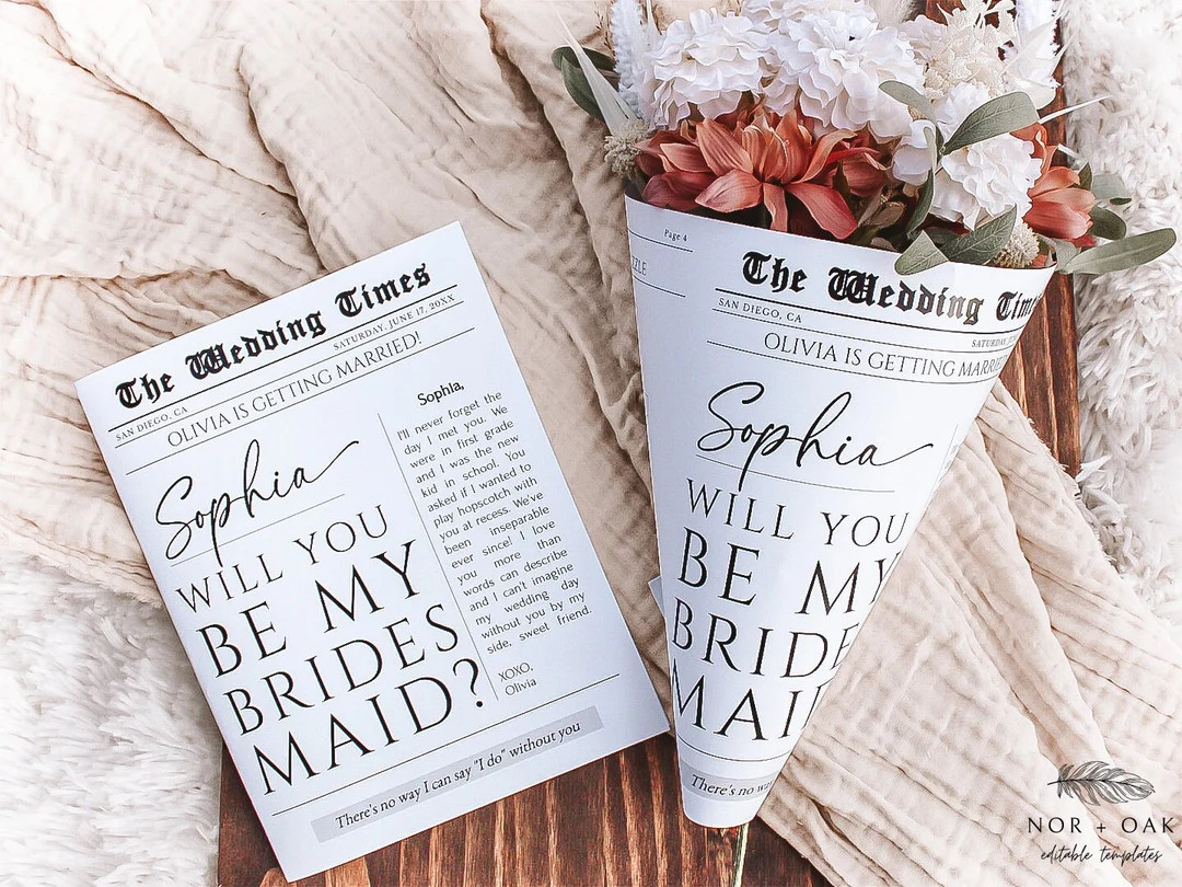 Bridesmaid Proposal Newspaper, Bridesmaid Proposal Card, Will You Be My Bridesmaid Newspaper, Uni... | Etsy (US)