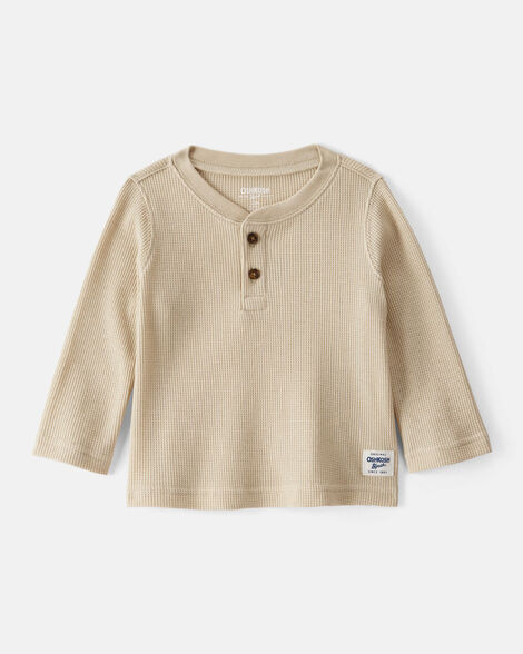 OshKosh B'gosh Baby Boys Boy Long-Sleeve Henley Shirt - Tan 24M Tan | Carter's Inc