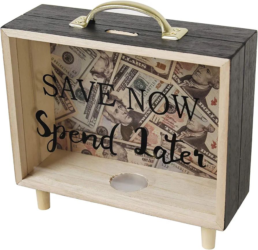 Shadow Box Frame, Wooden Money Box, Wedding Wood Bank (Save Now Spend Later) | Amazon (US)