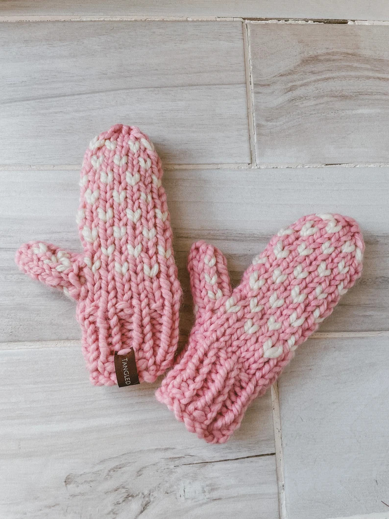 heart mittens, knit mittens for toddler baby, wool mittens, winter accessories, fleece lined mitt... | Etsy (US)