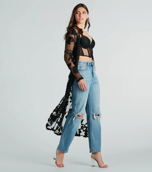 From The Garden Floral Embroidered Long Duster | Windsor Stores