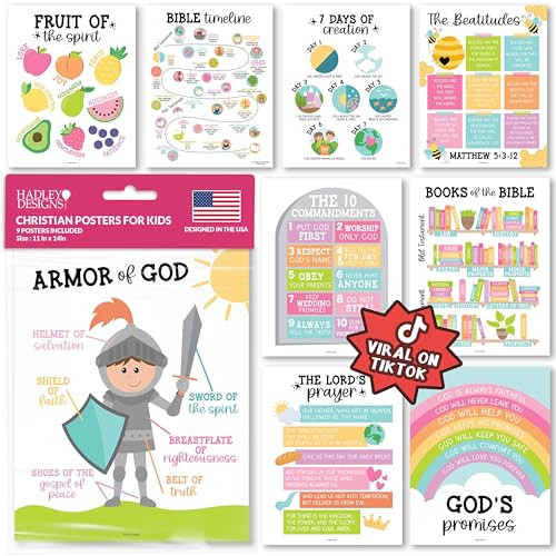 Hadley Designs Sunday School Decorations for Classroom – 9 Bible Posters for Kids, 11x14in Book... | Amazon (US)