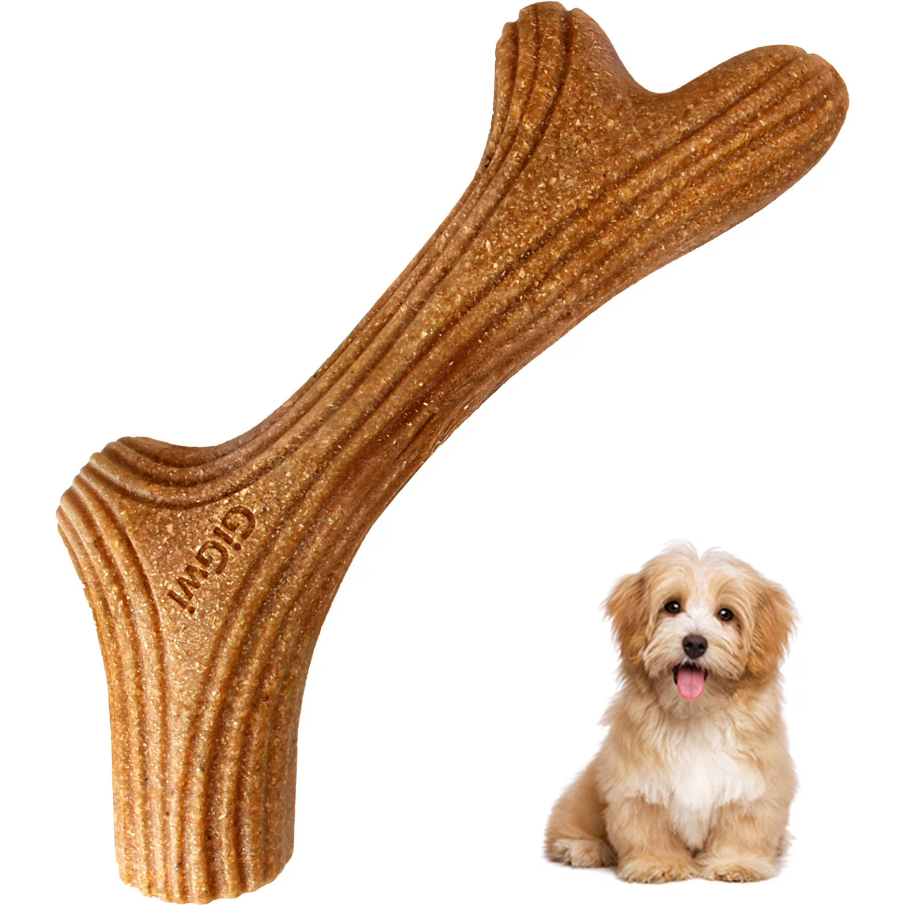 Gigwi Wooden Chewy Bone Dog Toy, Beige, Small | Chewy