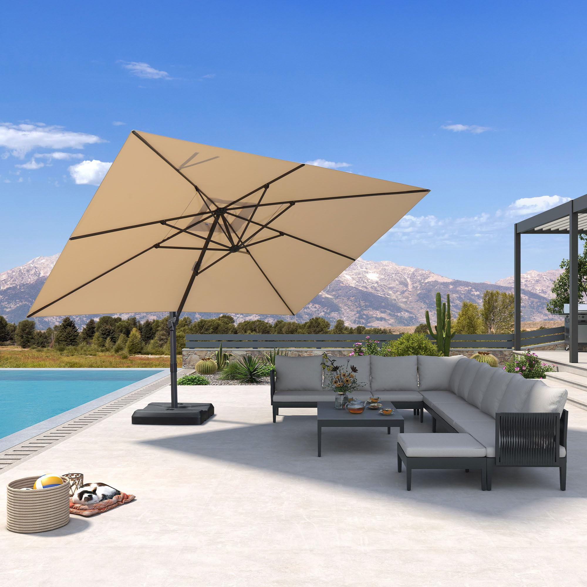 PURPLE LEAF 10' × 13' Patio Cantilever Umbrella Outdoor Rectangle Adjustable Offset Umbrellas wi... | Amazon (US)