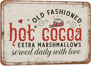 Old Fashioned Hot Cocoa Extra Marshmallows Served Daily With Love Tin 8X12 Inch Retro Look Warnin... | Amazon (US)