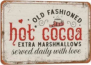 Old Fashioned Hot Cocoa Extra Marshmallows Served Daily With Love Tin 8X12 Inch Retro Look Warnin... | Amazon (US)