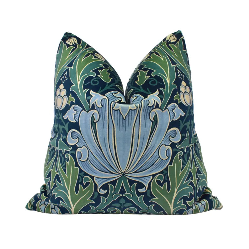 William Morris - Helena - Indigo / Boughs - Intricate Persian Artichoke Velvet Designer Cushion C... | Etsy (US)