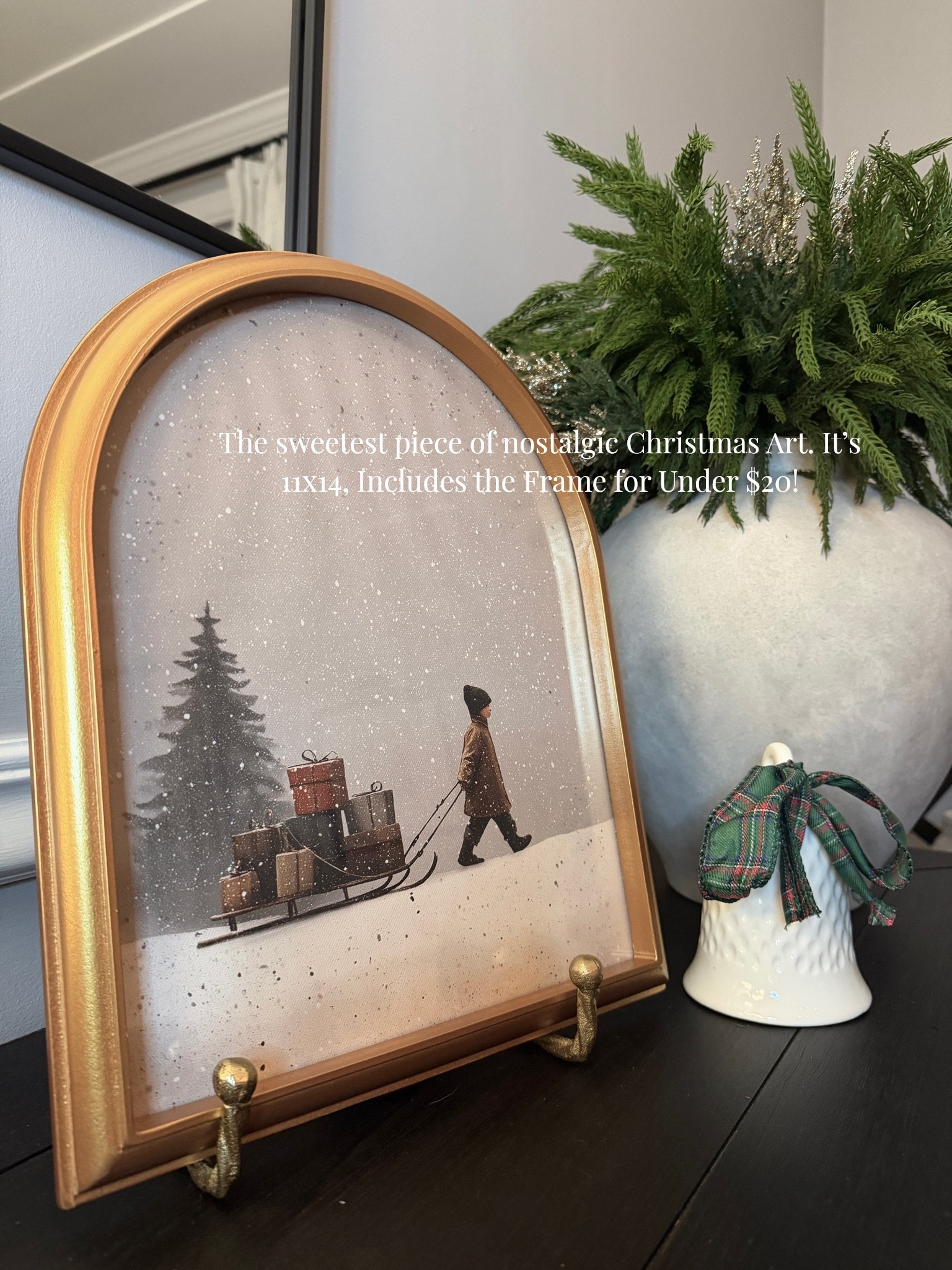 I just live this art. The colors are perfect, and it includes the frame so it can be used year-round by just swapping out the art with something else after Christmas!

#LTKSeasonal #LTKHome