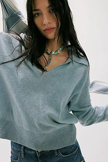 Madi Pointelle Knit Polo | Free People (Global - UK&FR Excluded)