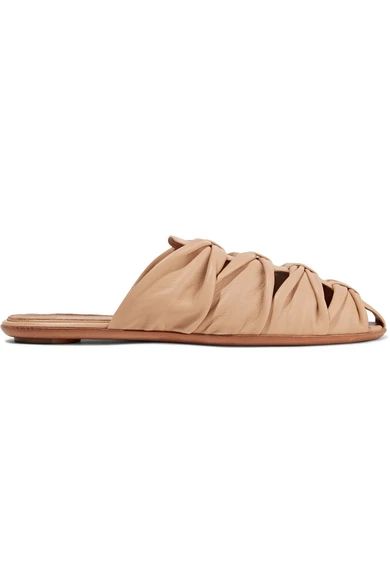 The Row - Capri Leather Slippers - Sand | NET-A-PORTER (US)