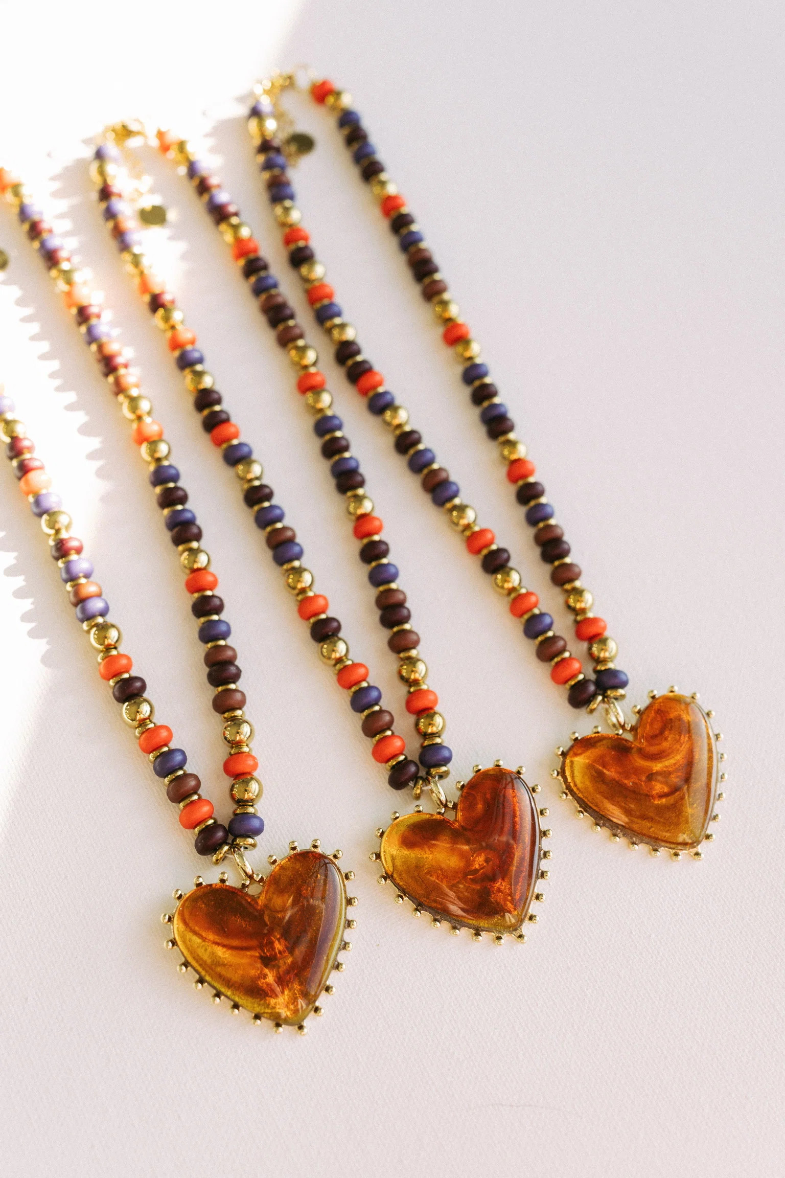 Amber Beaded Heart Necklace | BÉLJOY