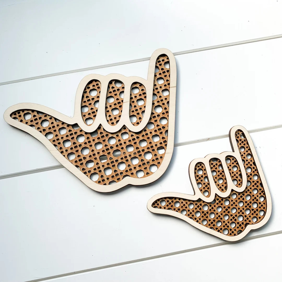 Faux Rattan Shaka Hand Rattan Style Shaka Hand Faux Rattan - Etsy | Etsy (US)