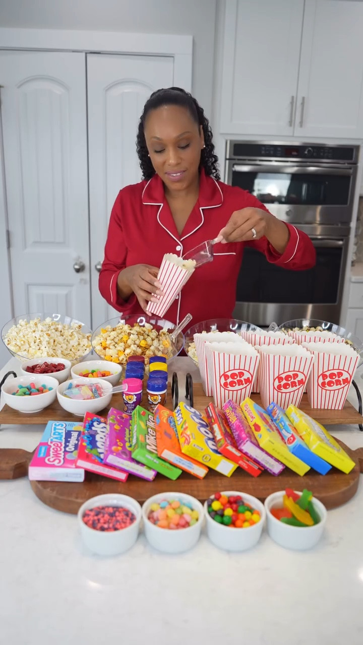 How to make a Popcorn Bar for your next movie night 🍿🎬 ✨[Save This Post]✨

1. Start by gathering a variety of popcorn flavors. I used butter, cheese & caramel mix, and unique flavors like M&M and Sour Patch Kids popcorn. You can choose whatever flavors you like.

2. Set up a topping station with different candy options and popcorn seasonings. For seasoning options I used @kernelseasons and had kettle corn, white cheddar, caramel, jalapeño, nacho cheese, bacon cheddar, ranch, and butter flavors 

3. Add classic movie theater candy favorites for guests who have a sweet tooth 

When it’s time to serve, grab a popcorn bucket and fill it up with your favorite popcorn flavors, seasonings, toppings, and candy.

This is a fun and easy way to make movie night even better! Your family and friends will love it.

#popcornbar #movienight #familyfun #summerfun #family #familymovienight #movienights #movienightathome

#LTKKids #LTKParties #LTKFamily
