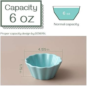 DOWAN Creme Brulee Ramekins 6 Oz Oven Safe, Porcelain Souffle Custard Cups Dishwasher Safe and Mi... | Amazon (US)
