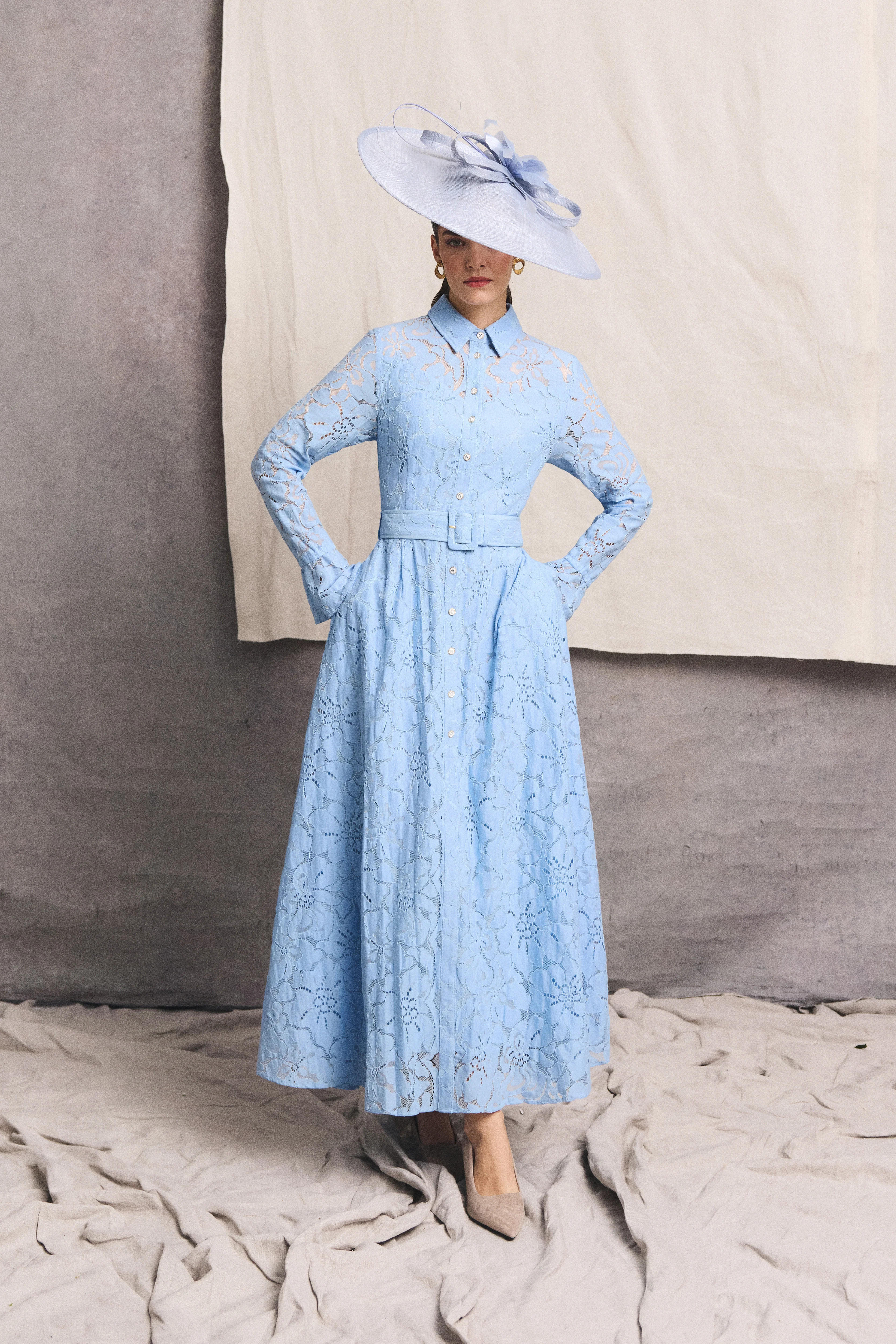 Annabel Lace Dress (Pale Blue) | Holland Cooper