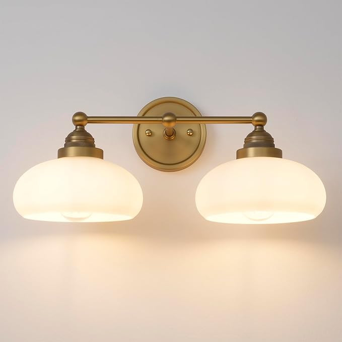 Vintage 2-Lights Sconces Wall Lighting with Milk White Glass Shade, Double Arm Wall Lamp Fixture ... | Amazon (US)