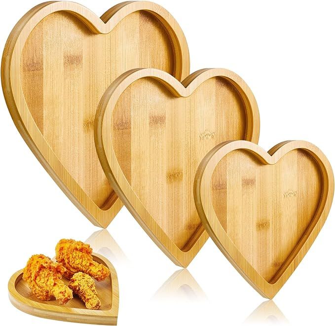 Patelai 3 Pieces Wooden Serving Tray Plate Dish Christmas for Snacks, Cookies, Fruits Cheese Disp... | Amazon (US)