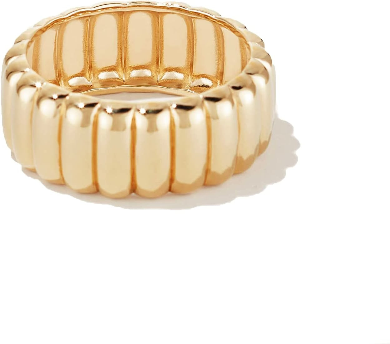 Drawelry Thick Minimalist Engagement Ring: Chunky Trendy Stacked 18K Gold Plated Unisex Wedding Band | Amazon (US)