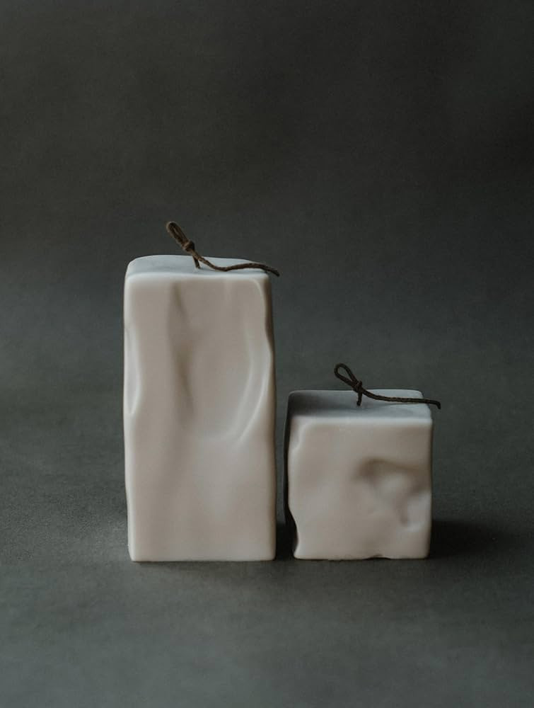 LAWA Raw Block Set of 2 Candle - Beautiful Handmade Pillar Scented Soy Wax Elegant Aesthetic Cand... | Amazon (US)