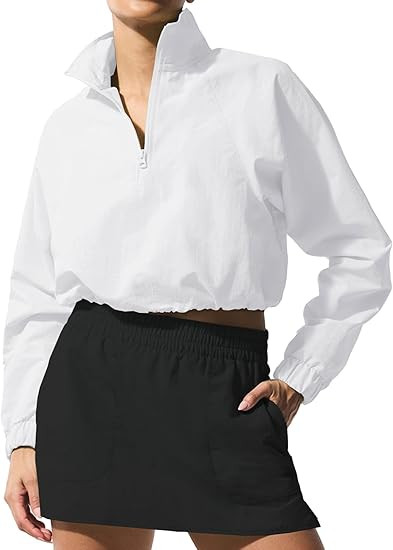 INFITTY Women's Lightweight Jacket Cropped Long Sleeve Workout Tops Quarter Zip Pullover Athletic... | Amazon (US)