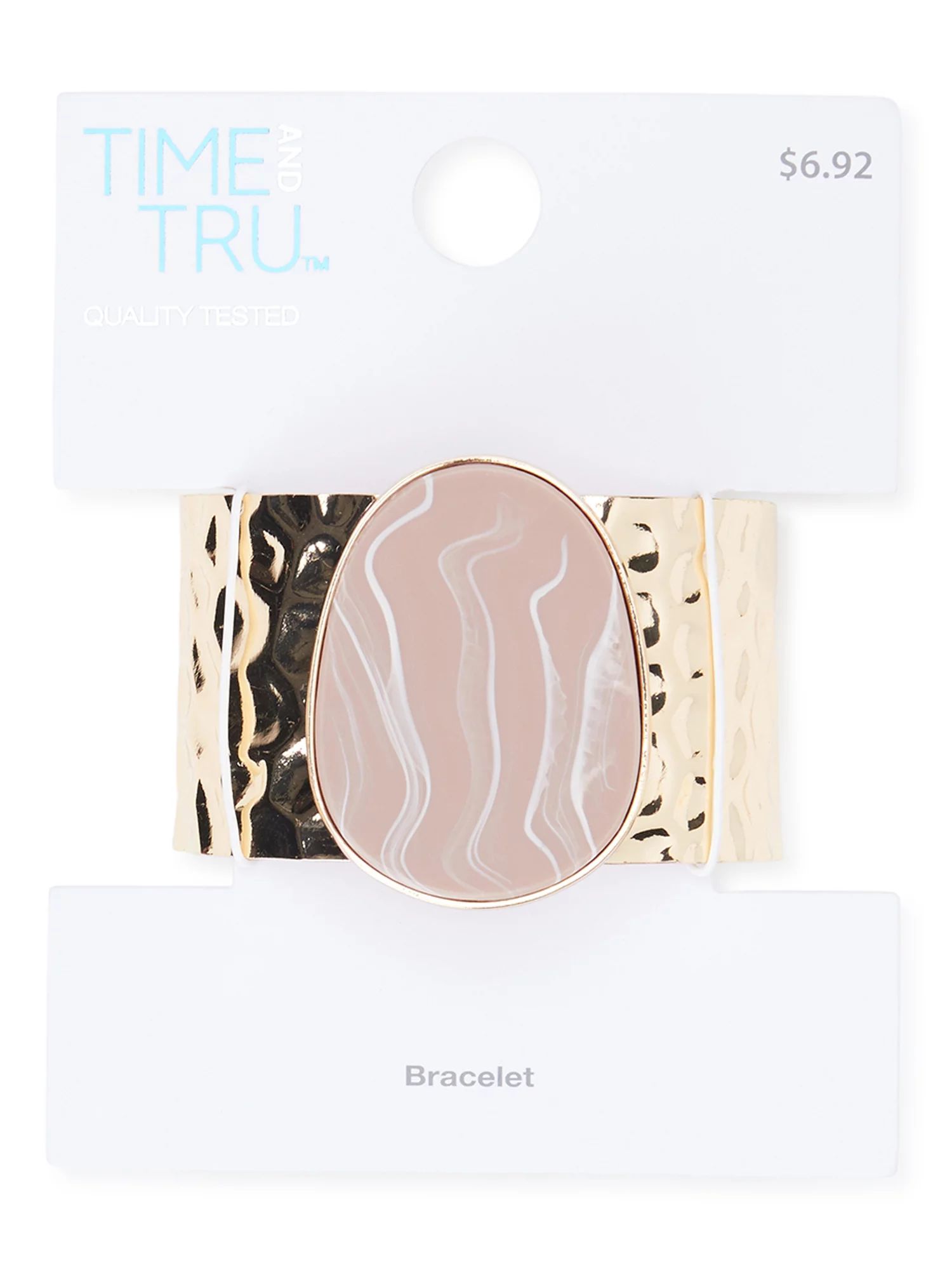 Time and Tru Hammered Cuff Bracelet with Faux Stone Accent | Walmart (US)