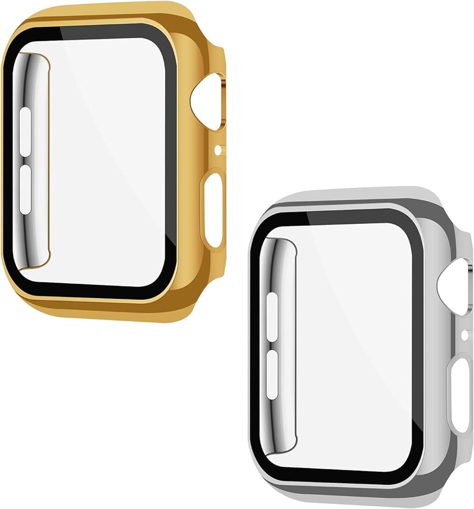 2 Pack Cases with Screen Protector for Apple Watch Series 6 SE Series 5 Series 4 40mm, Shiny Hard... | Amazon (US)