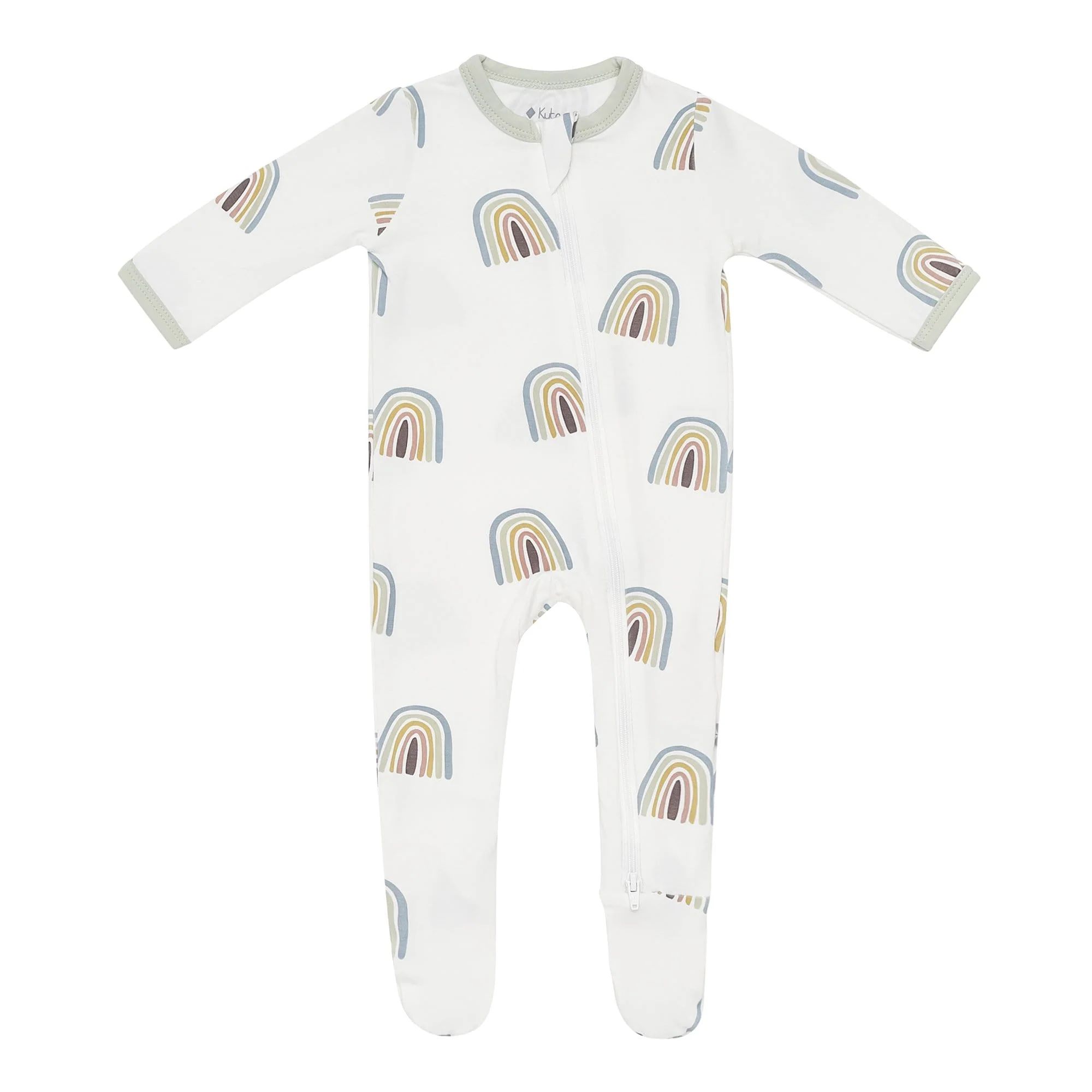 Zippered Footie in Aloe Rainbow | Kyte BABY