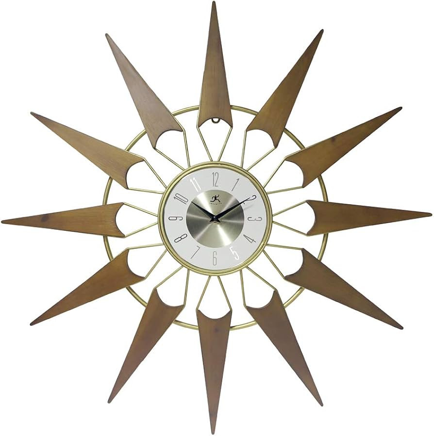 Infinity Instruments Nova Starburst Gold Wall Clock Vintage Mid Century Starburst Clock 31 inch E... | Amazon (US)