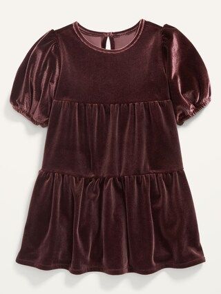 Puff-Sleeve Velvet Dress for Toddler Girls | Old Navy (US)