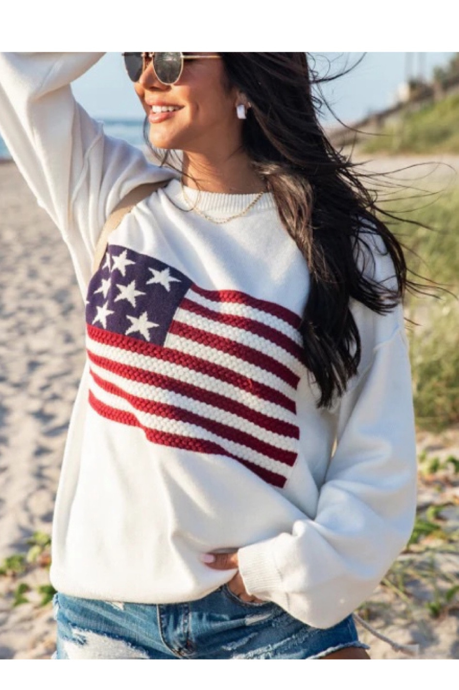 Pink Lily Memorial Day and Fourth of July amarían flag sweater. Linking other patriotic apparel for the whole fam below from old navy  Kids. Toddlers. Baby. 

#LTKunder50 #LTKSeasonal #LTKstyletip