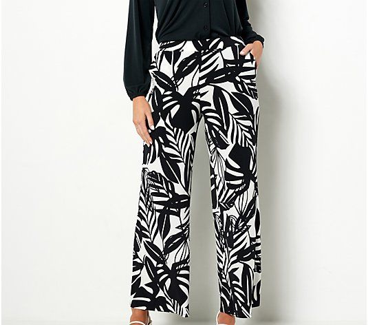 Girl With Curves Tall Wide Leg Printed Knit Pants - QVC.com | QVC