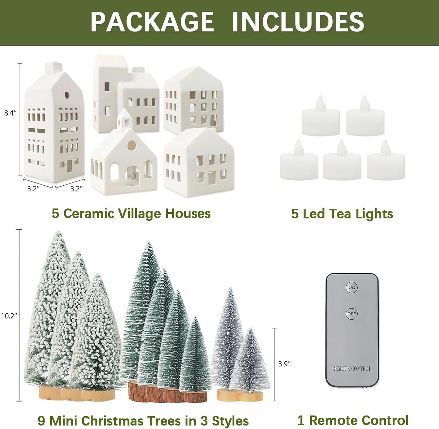 Christmas Decorations - Christmas Decorations Indoor - Christmas Village Sets of 5 Lighted Cerami... | Amazon (US)