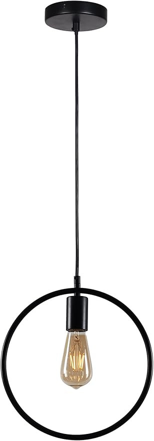 Summitland 12.5 inch Circular Frame Black Metal Pendant | Amazon (US)