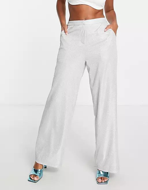 The Frolic glitter lurex suit pants in silver - part of a set | ASOS (Global)