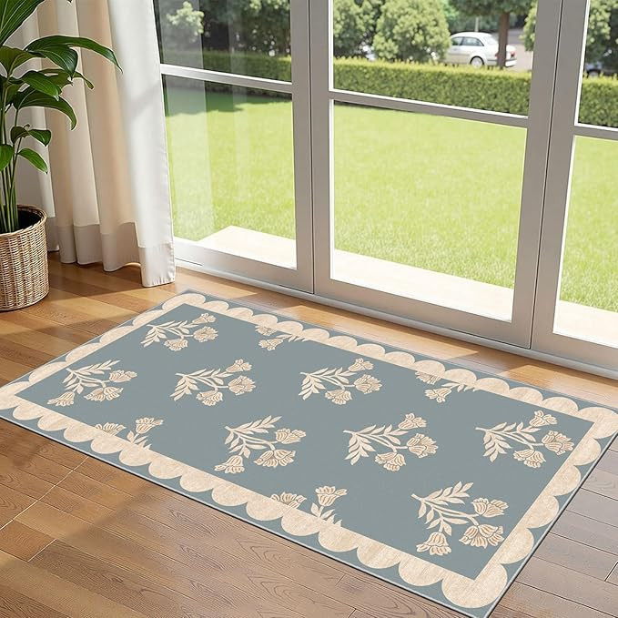 Front Door Mat Indoor Entrance - 2x4.3 Ft Floral Washable Layered Doormat Outdoor Entrance Porch ... | Amazon (US)