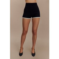 Saffron Contrast Knit Shorts - Black/White | MESHKI US