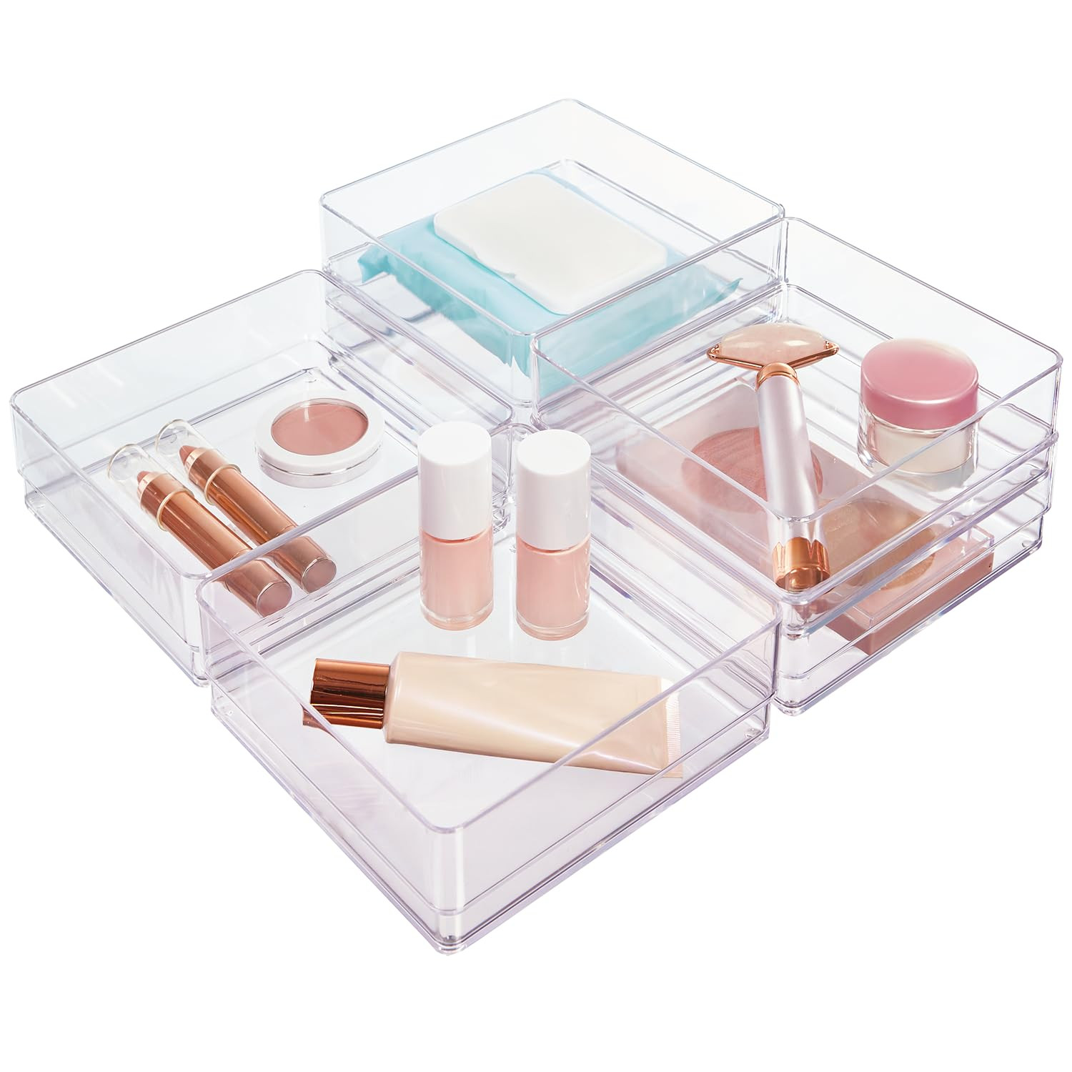 STORi SimpleSort 6-Piece Stackable Clear Drawer Organizer Set | 6" x 6" x 2" Square Trays | Small... | Amazon (US)