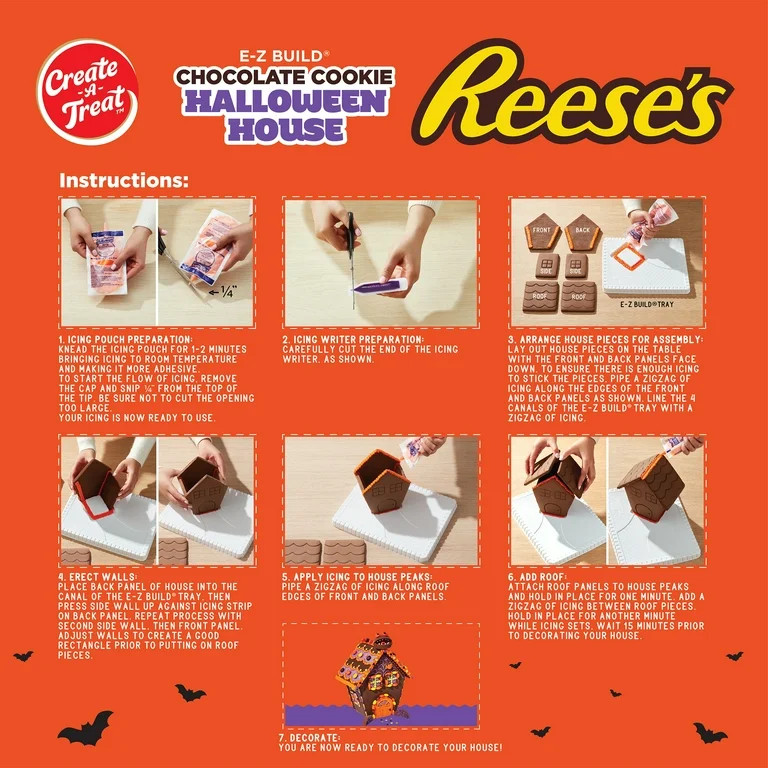 Halloween Reese's Chocolate Cookie House, Create-A-Treat Decorating Kit, Medium Size, 27.5 oz | Walmart (US)