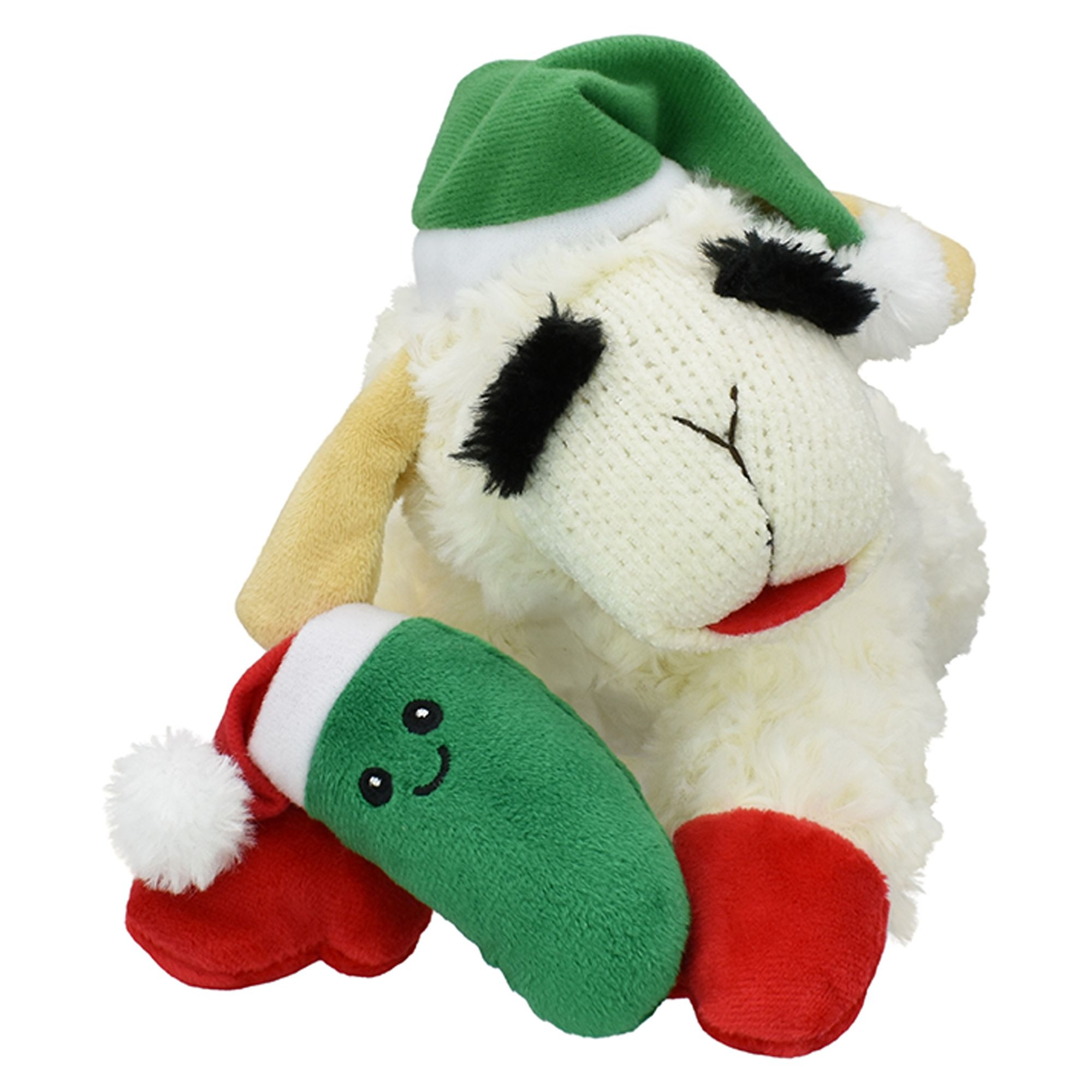 Multipet Holiday Lamb Chop Pickle and Santa Hat 10.5" | PetSmart