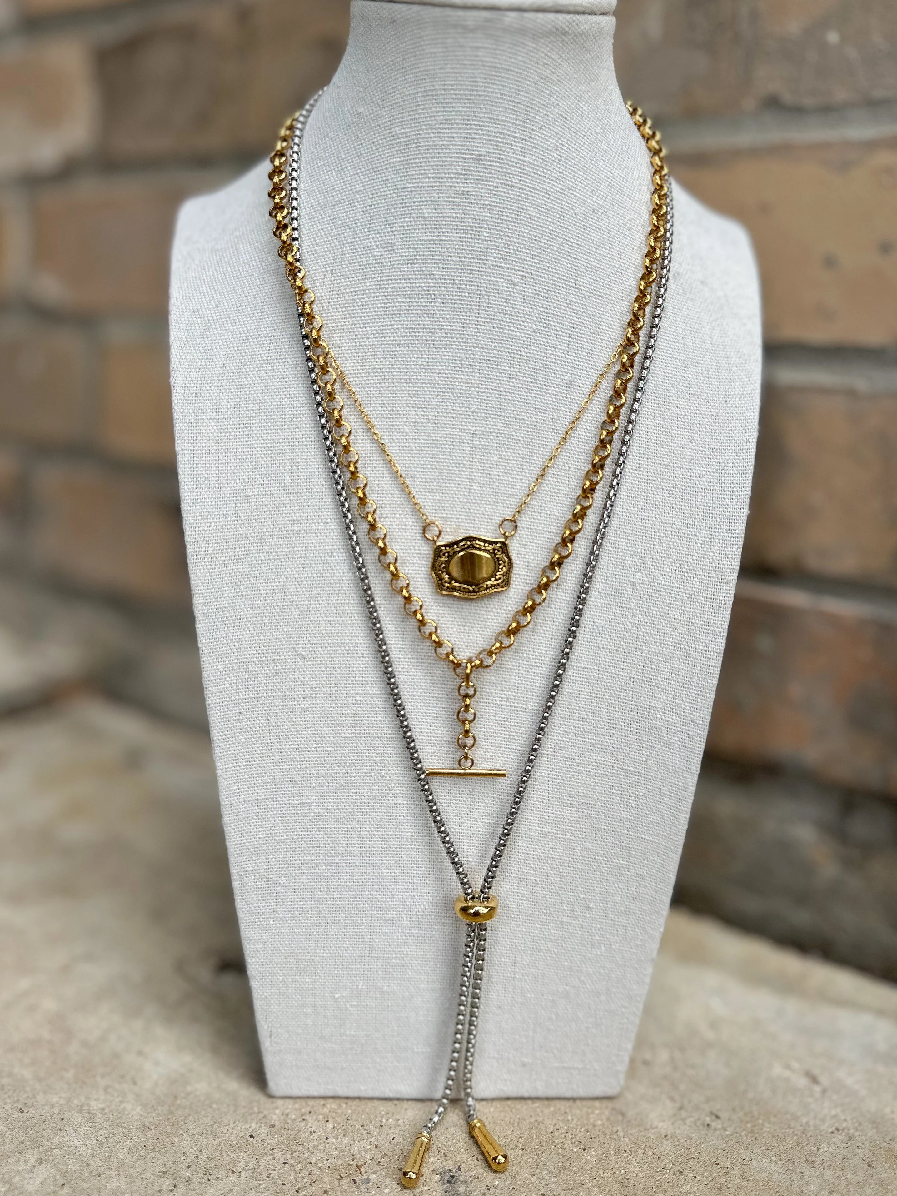 Two-Toned Box Chain Lariat | Kessler Elliott