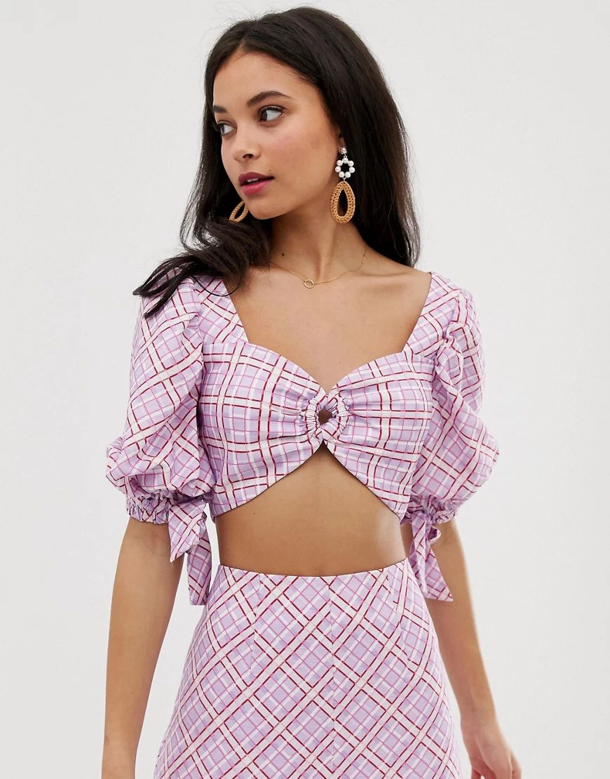 Finders Keepers nostalgia co-ord check crop top-Purple | ASOS (Global)