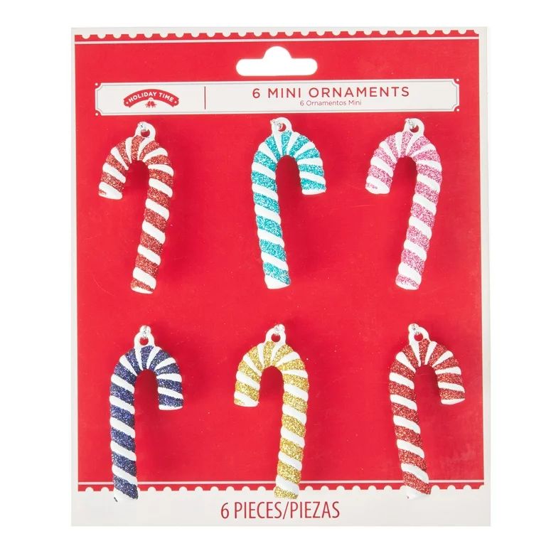 Holiday Time Candy Cane Christmas Ornaments, 6.13", 6 Count | Walmart (US)