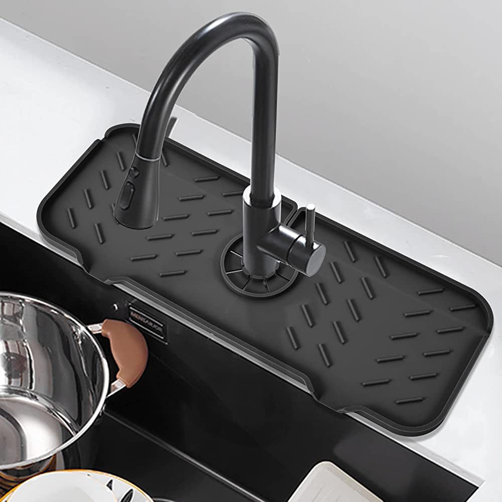Silicone Faucet Mat for Kitchen, Sink Splash Guard, Bathroom Faucet Water Catcher Mat, Sink Drain... | Amazon (US)