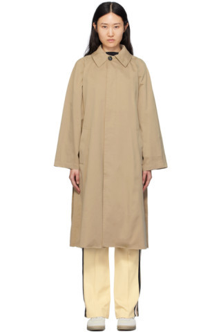 Tan Raw Edge Trench Coat | SSENSE