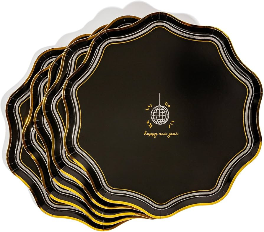 20 Ct 10.5" New Year’s Party Plates – Gold Foil Disposable Paper Plates for Holiday Celebrati... | Amazon (US)
