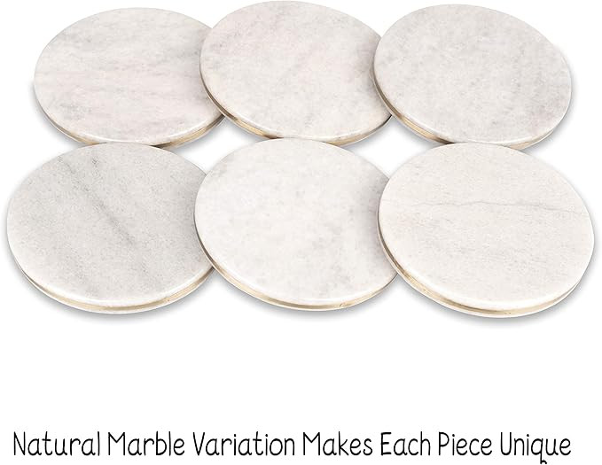 Home Sapor Marble Coasters For Drinks - Set of 6 Handcrafted Modern Luxury Coasters with Gold Bra... | Amazon (US)