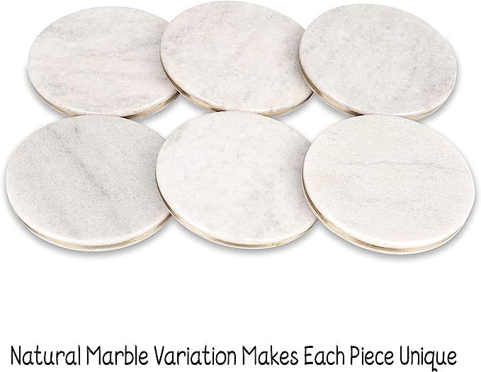 Home Sapor Marble Coasters For Drinks - Set of 6 Handcrafted Modern Luxury Coasters with Gold Bra... | Amazon (US)