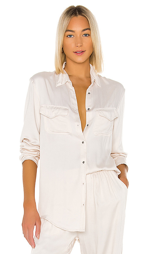 Indah Emma Solid Long Sleeve Button Up Shirt in Ivory. - size XS/S (also in S/M,M/L) | Revolve Clothing (Global)